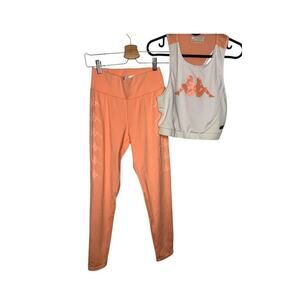 KAPPA 2pc Poly blend orange/white pant and top active wear set sz med
